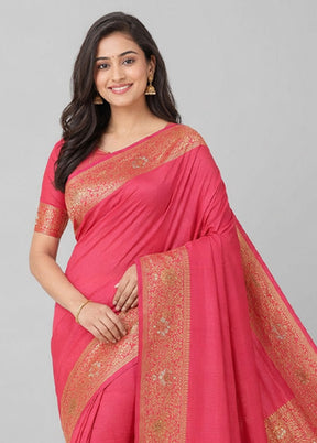 Pink Dupion Silk Saree With Blouse Piece