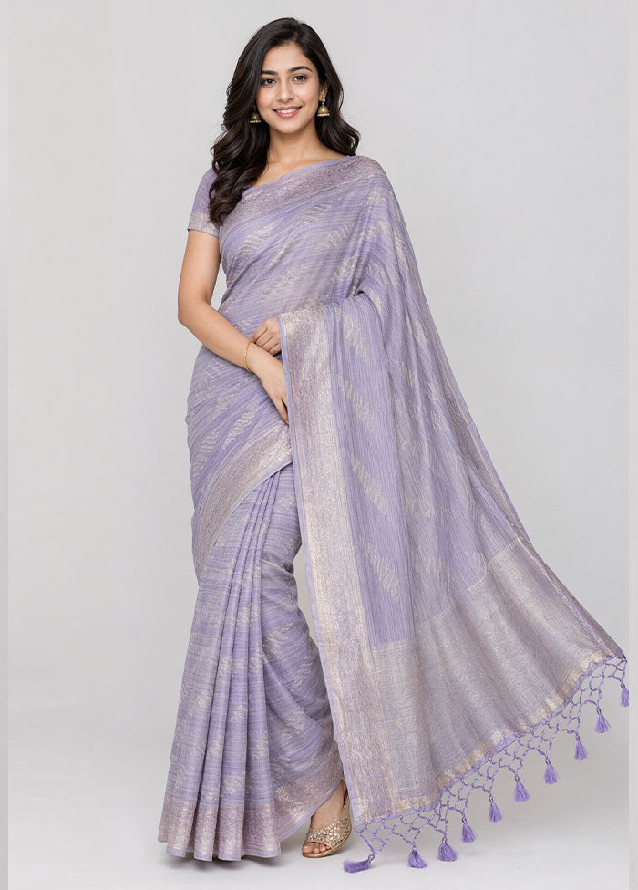 Purple Cotton Saree With Blouse Piece