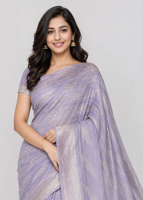 Purple Cotton Saree With Blouse Piece