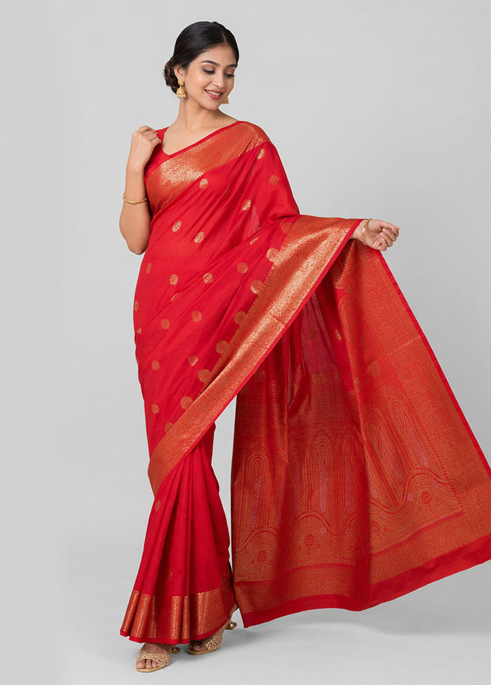 Pink Dupion Silk Saree With Blouse Piece