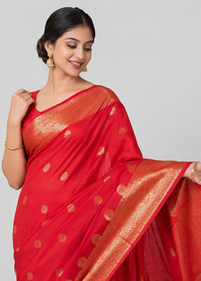 Pink Dupion Silk Saree With Blouse Piece