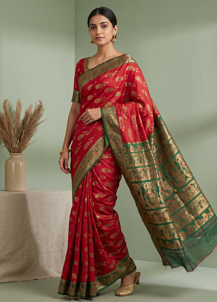 Pink Baluchari Silk Saree With Blouse Piece