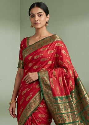 Pink Baluchari Silk Saree With Blouse Piece