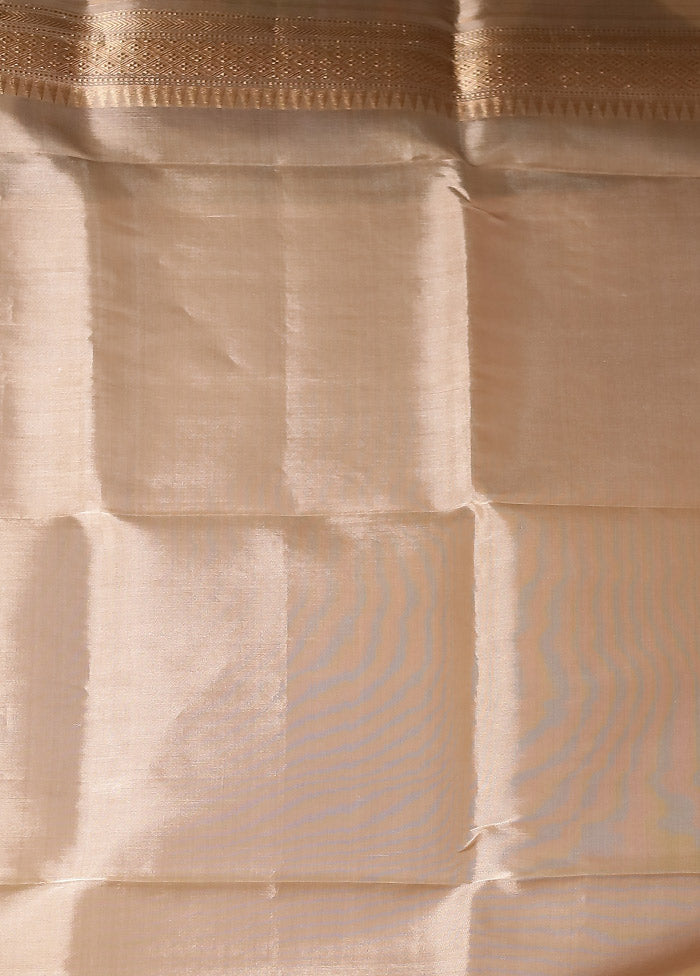 Gold Handloom Tissue Pure Silk Saree With Blouse Piece