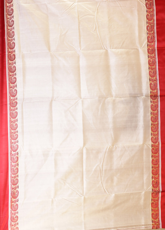Cream Garad Pure Silk Saree Without Blouse Piece