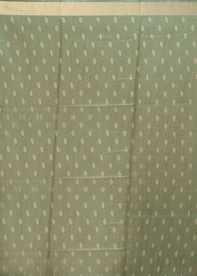 Green Chanderi Cotton Saree With Blouse Piece