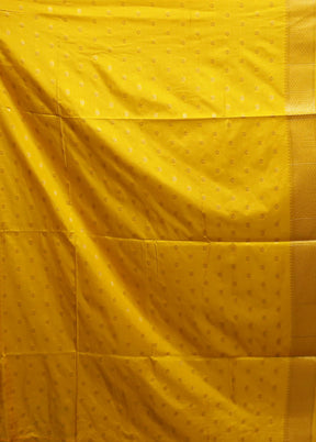 Yellow Dupion Silk Saree With Blouse Piece