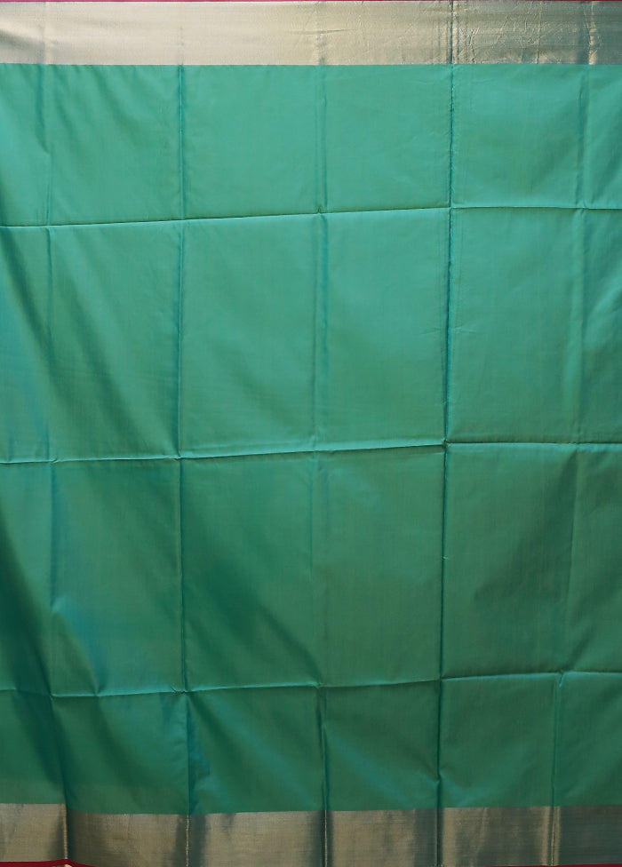 Green Dupion Silk Saree With Blouse Piece