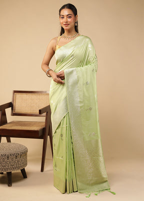 Green Dupion Silk Saree With Blouse Piece