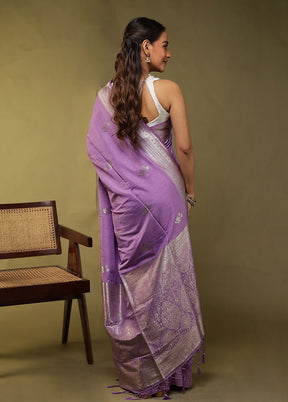 Purple Dupion Silk Saree With Blouse Piece