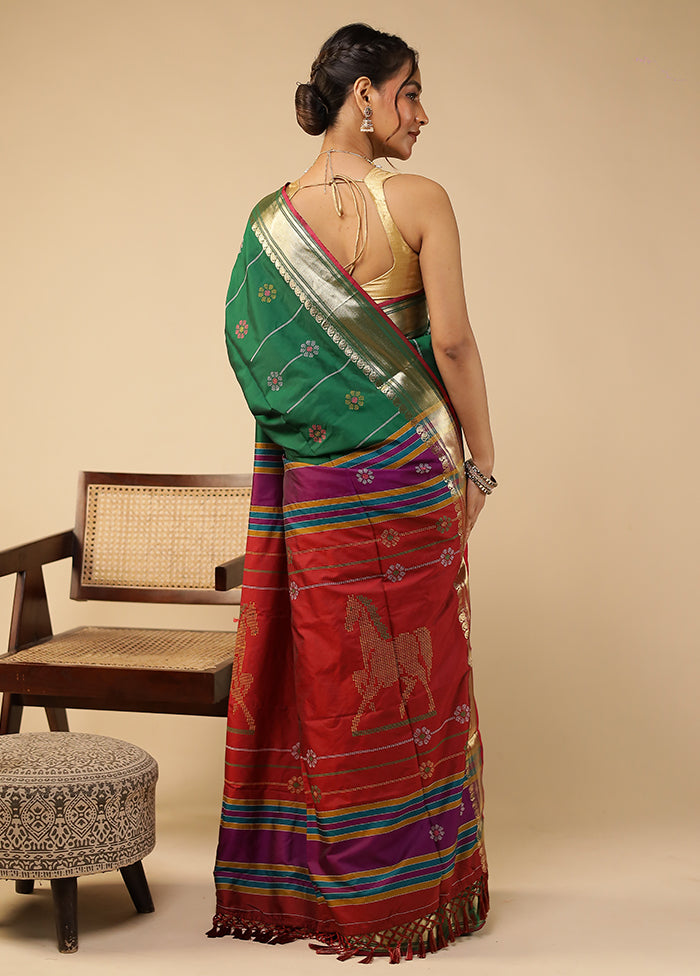 Green Kalakethra Silk Saree With Blouse Piece