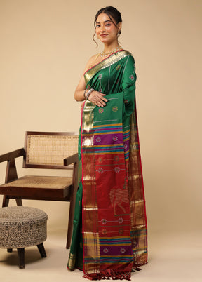 Green Kalakethra Silk Saree With Blouse Piece