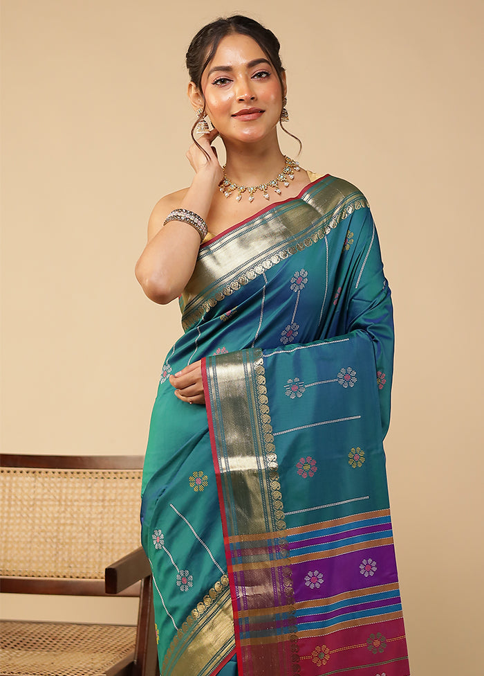 Green Kalakethra Silk Saree With Blouse Piece
