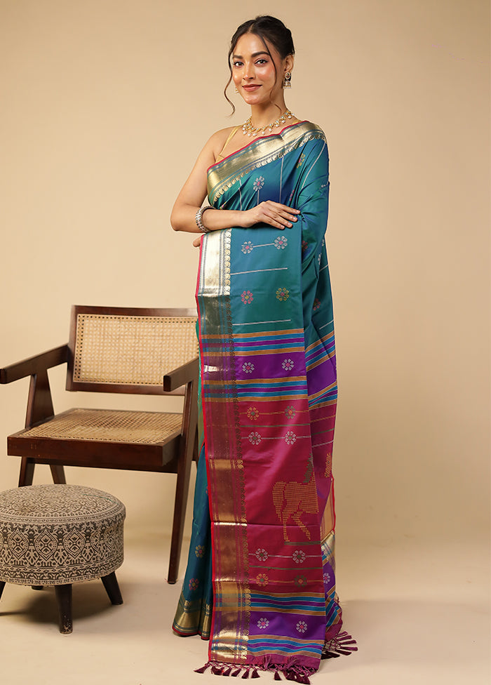 Green Kalakethra Silk Saree With Blouse Piece