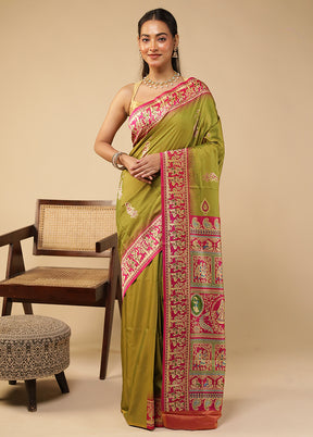 Green Bomkai Silk Saree Without Blouse Piece