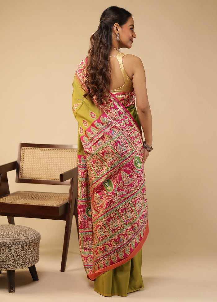 Green Bomkai Silk Saree Without Blouse Piece