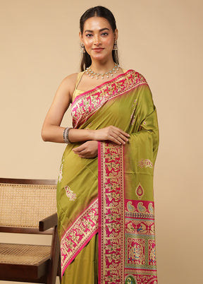 Green Bomkai Silk Saree Without Blouse Piece