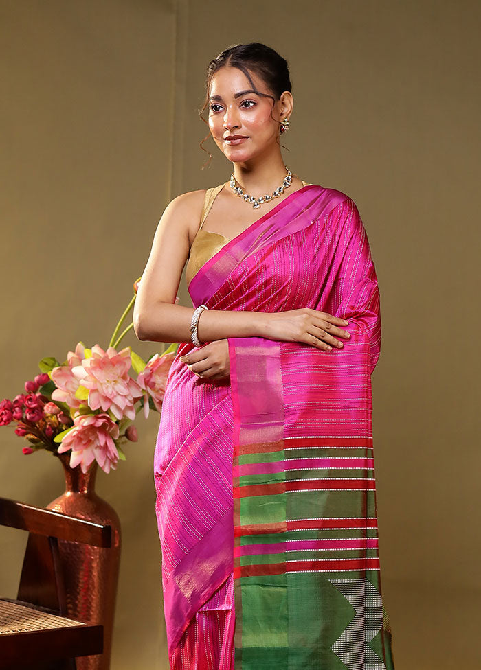 Multicolor Kalakethra Pure Silk Saree With Blouse Piece