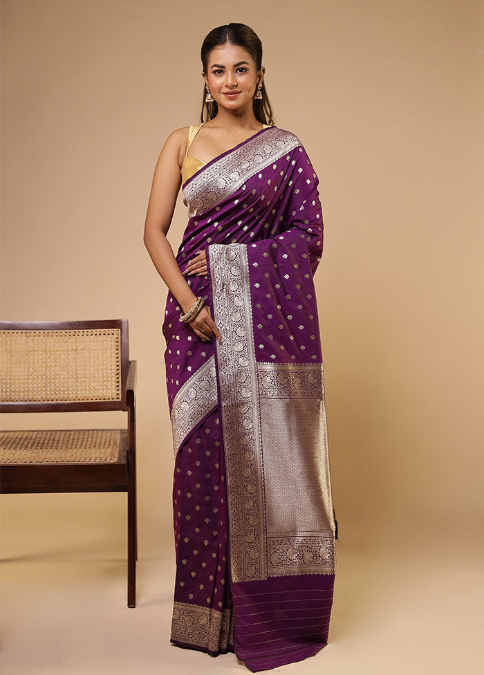 Purple Katan Silk Saree With Blouse Piece