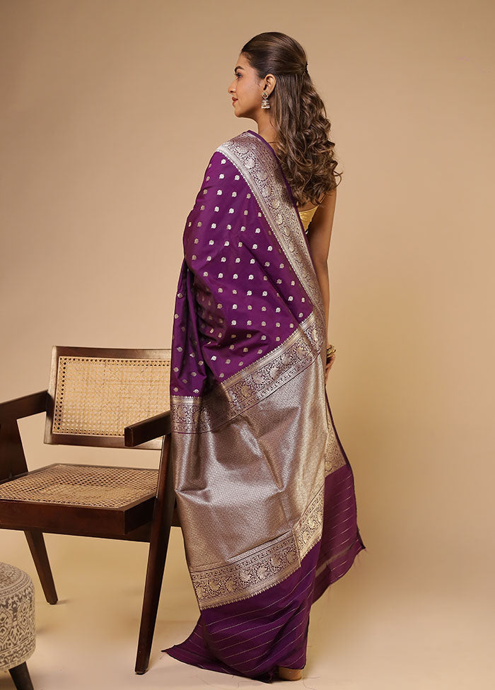 Purple Katan Silk Saree With Blouse Piece