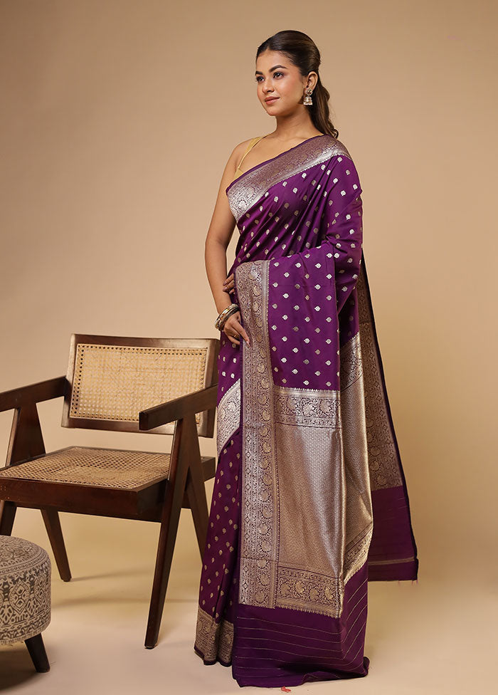 Purple Katan Silk Saree With Blouse Piece