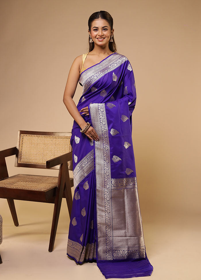 Purple Katan Silk Saree With Blouse Piece