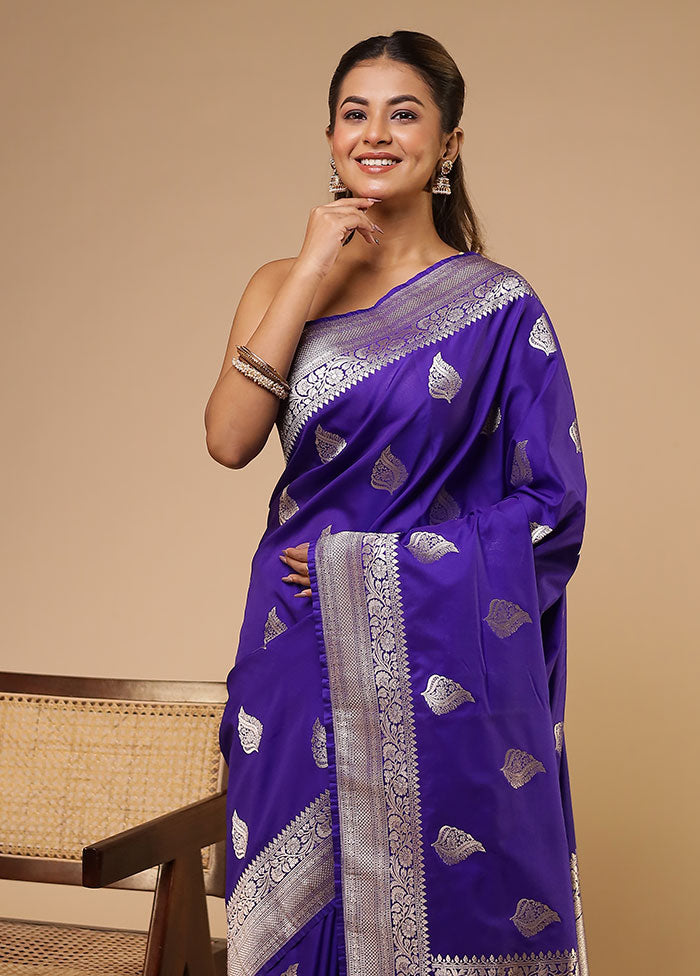 Purple Katan Silk Saree With Blouse Piece