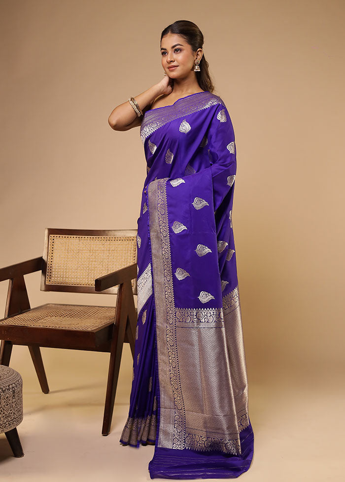 Purple Katan Silk Saree With Blouse Piece