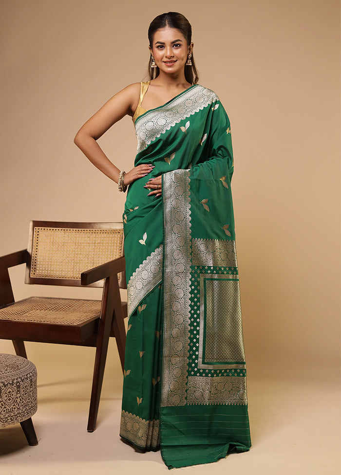 Green Katan Silk Saree With Blouse Piece