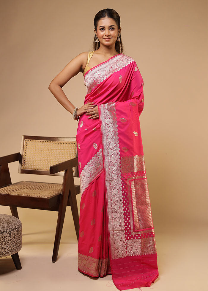 Pink Katan Silk Saree With Blouse Piece