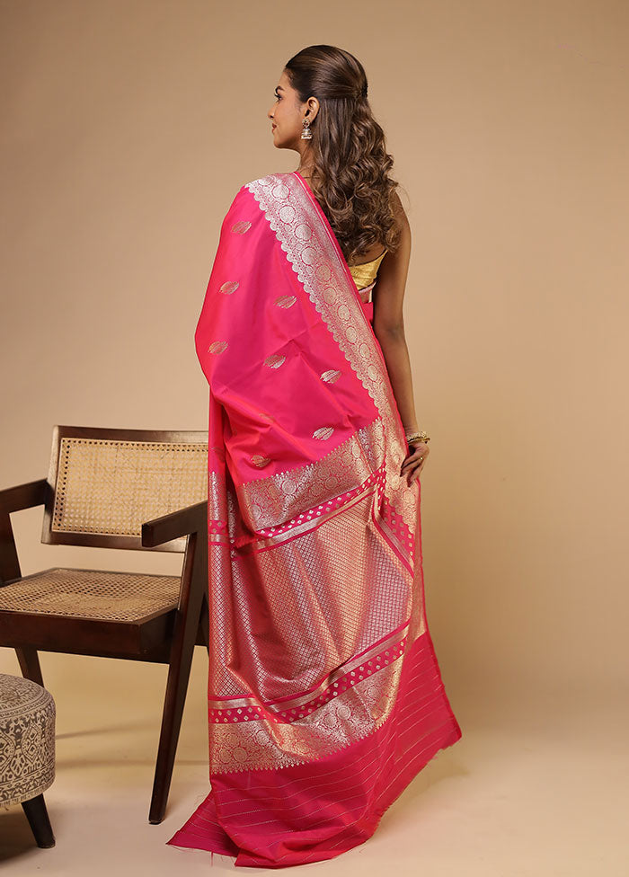 Pink Katan Silk Saree With Blouse Piece