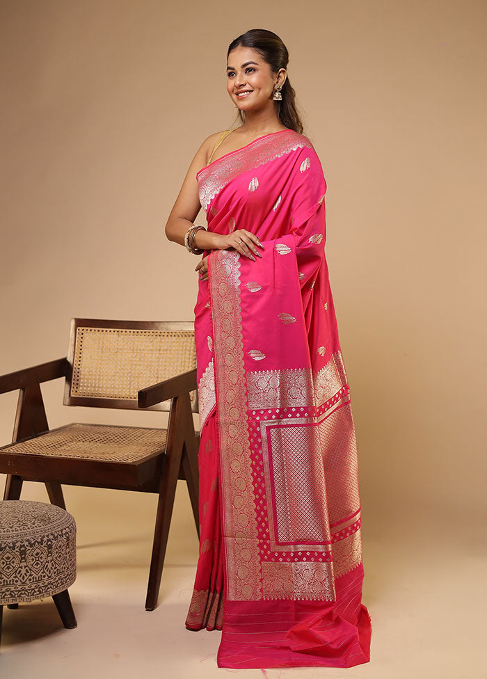 Pink Katan Silk Saree With Blouse Piece