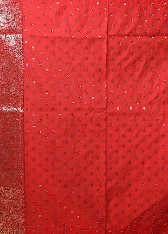 Red Katan Silk Saree With Blouse Piece