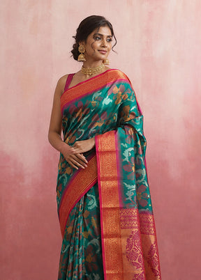 Blue Dupion Silk Saree With Blouse Piece