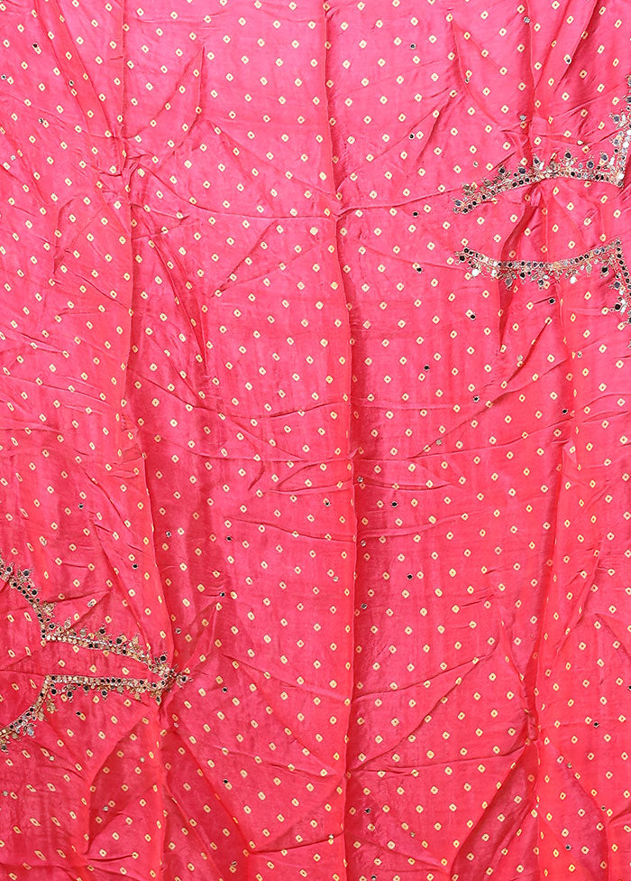 Pink Printed Pure Silk Saree Without Blouse Piece