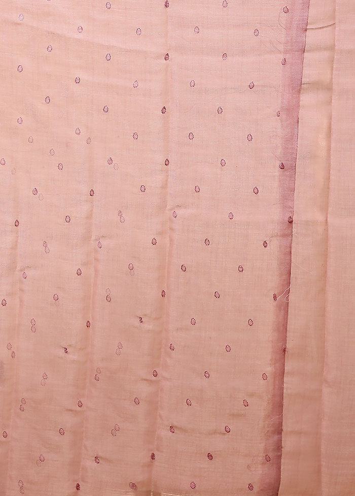 Pink Linen Silk Saree With Blouse Piece