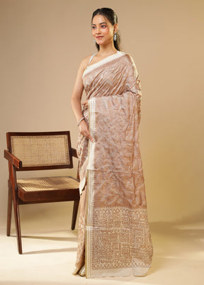 Cream Tussar Silk Saree With Blouse Piece