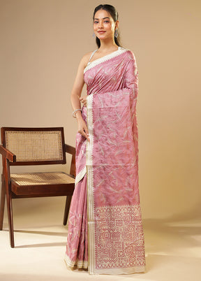 Purple Tussar Silk Saree With Blouse Piece