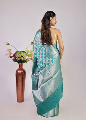 Peacock Haze Duo – Yellow Organza & Green Dupion Silk Sarees