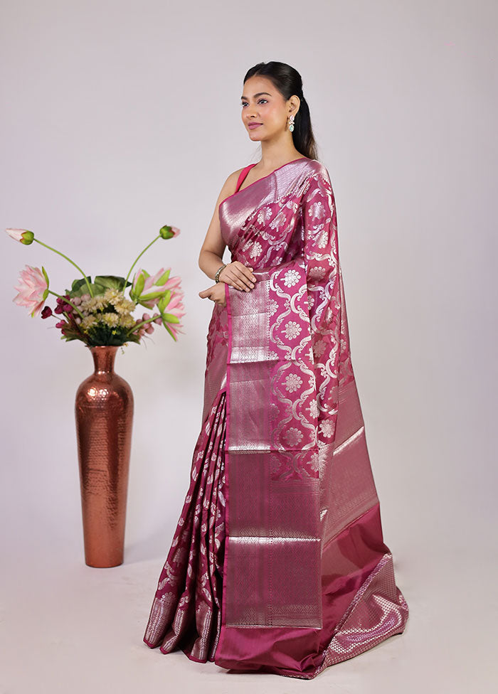 Purple Dupion Silk Saree With Blouse Piece