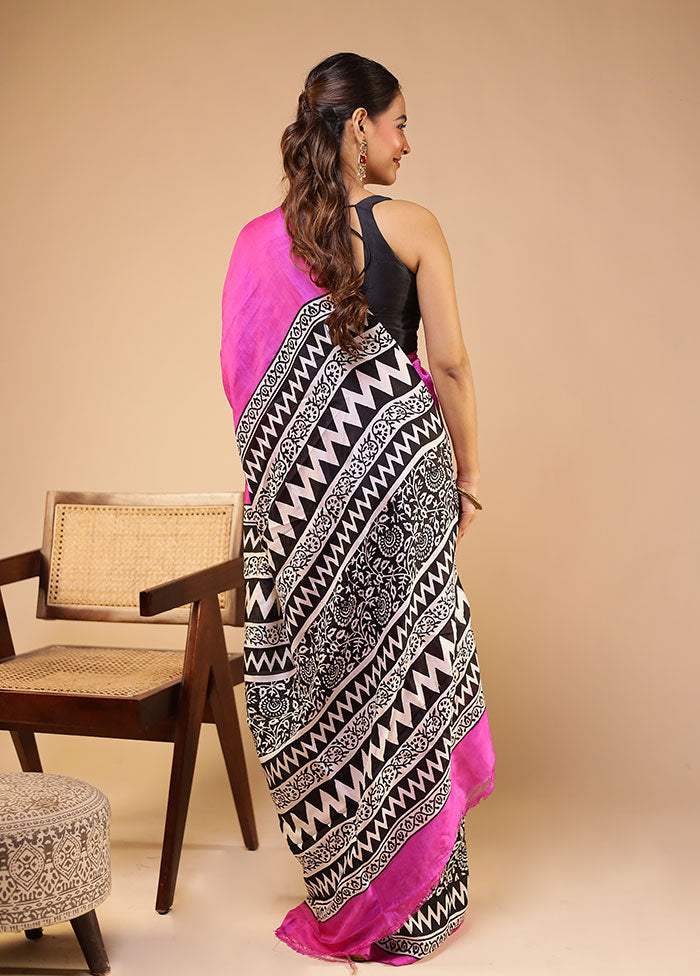 Purple Printed Pure Silk Saree Without Blouse Piece