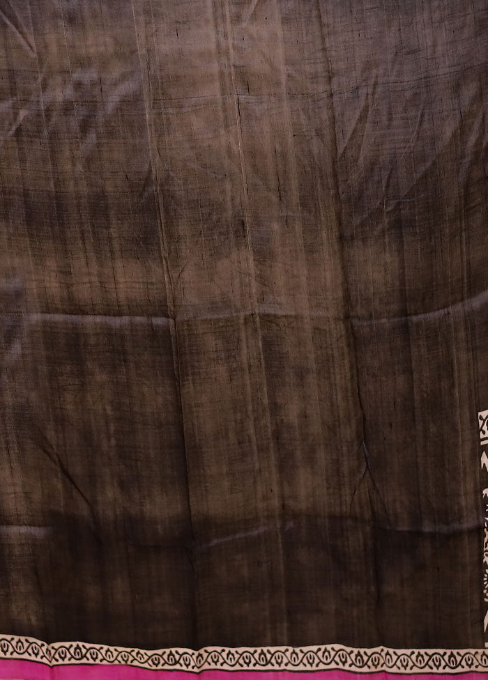Purple Printed Pure Silk Saree Without Blouse Piece
