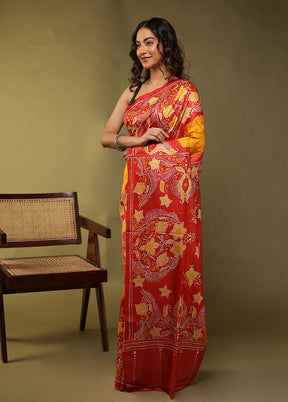 Multicolor Printed Pure Silk Saree Without Blouse Piece