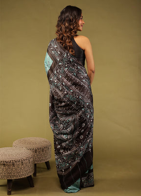 Multicolor Printed Pure Silk Saree Without Blouse Piece