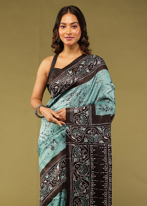Multicolor Printed Pure Silk Saree Without Blouse Piece