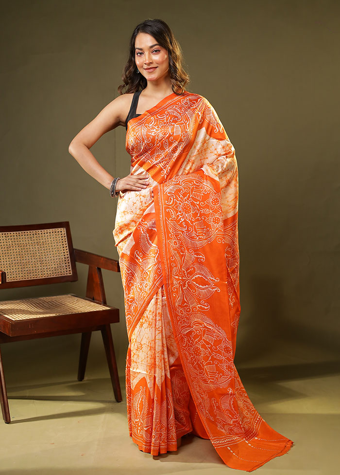 Multicolor Printed Pure Silk Saree Without Blouse Piece