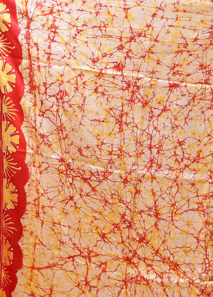 Multicolor Printed Pure Silk Saree With Blouse Piece