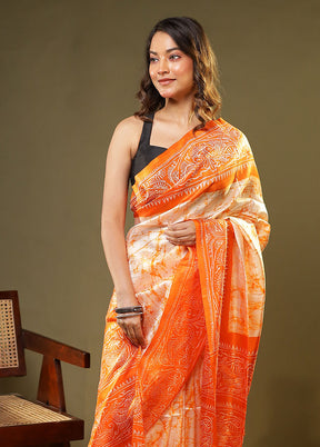 Multicolor Printed Pure Silk Saree Without Blouse Piece