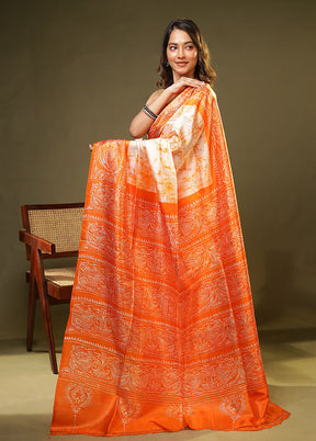 Multicolor Printed Pure Silk Saree Without Blouse Piece