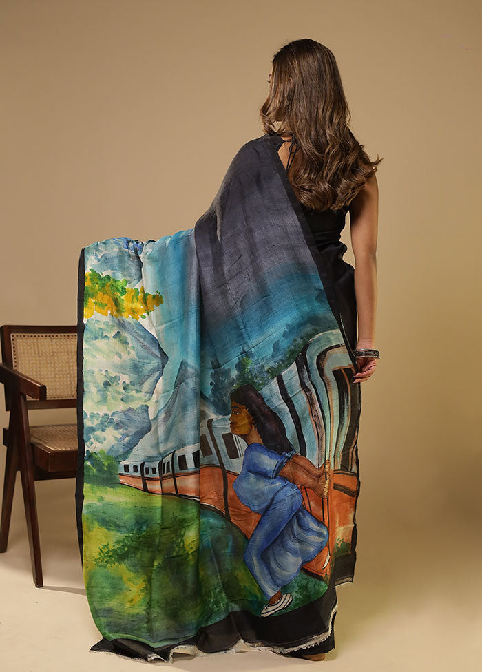 Multicolor Printed Pure Silk Saree Without Blouse Piece